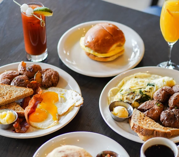 a table with plates of food
