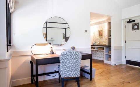 Writing desk area of a Luxury Spa room at Fess Parker Wine Country Inn
