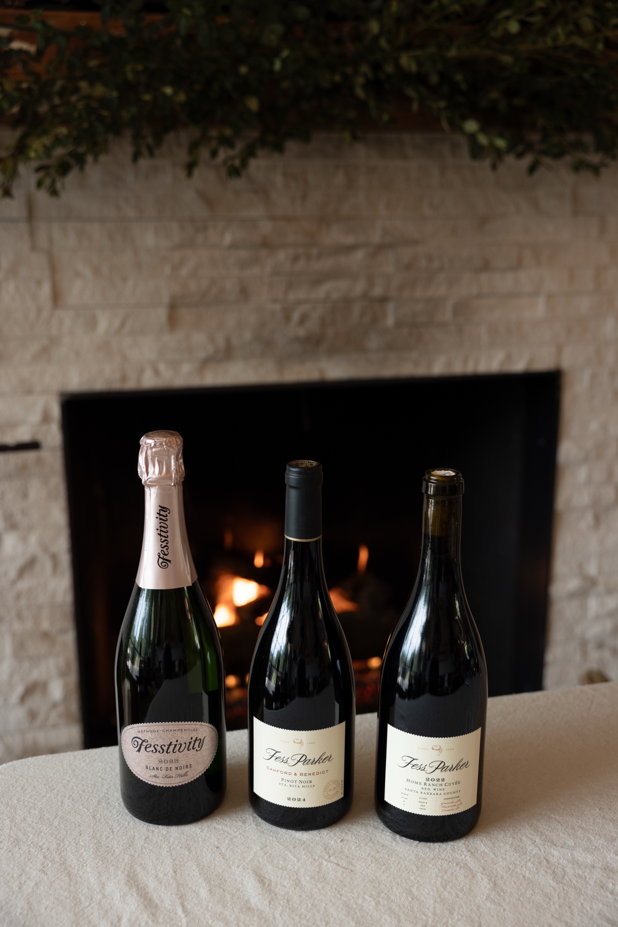 2023 Fesstivity Blanc de Noirs, 2024 Sanford & Benedict Pinot Noir, 2023 Home Ranch Cuvée 