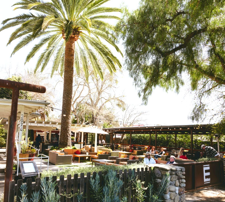 Outside garden at Epiphany Tasting Room in Los Olivos, CA