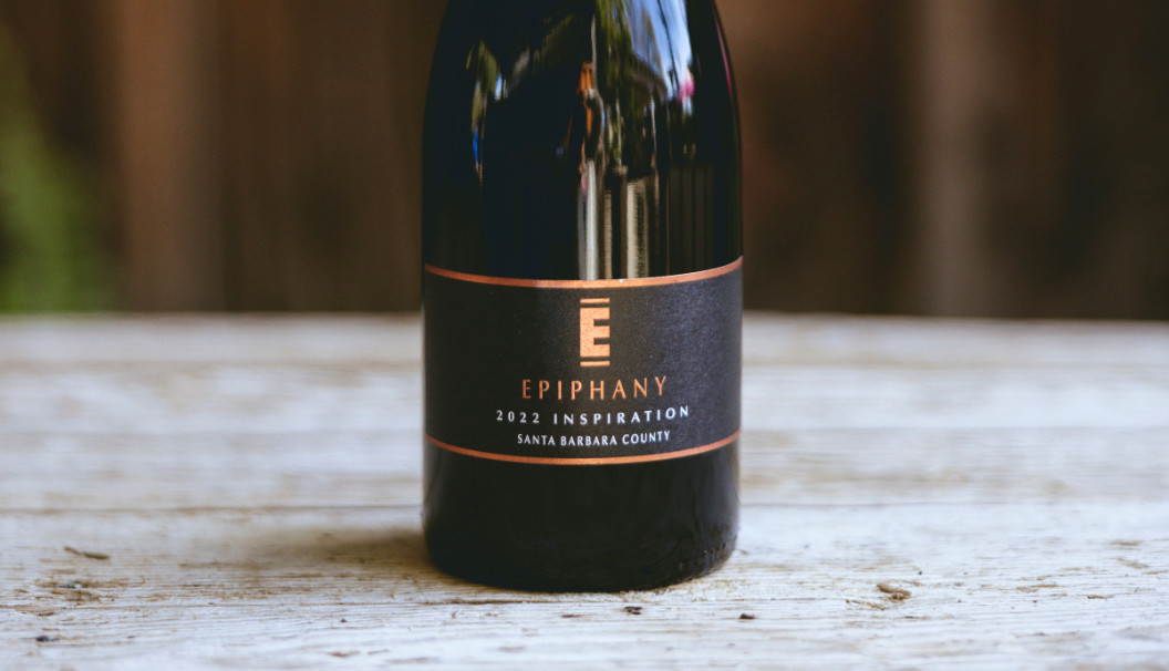 Epiphany 2022 Inspiration Red on a table at the Epiphany Tasting Room in Los Olivos, CA