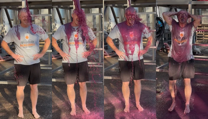 Winery President Tim Snider participating in the Lees Bucket Challenge