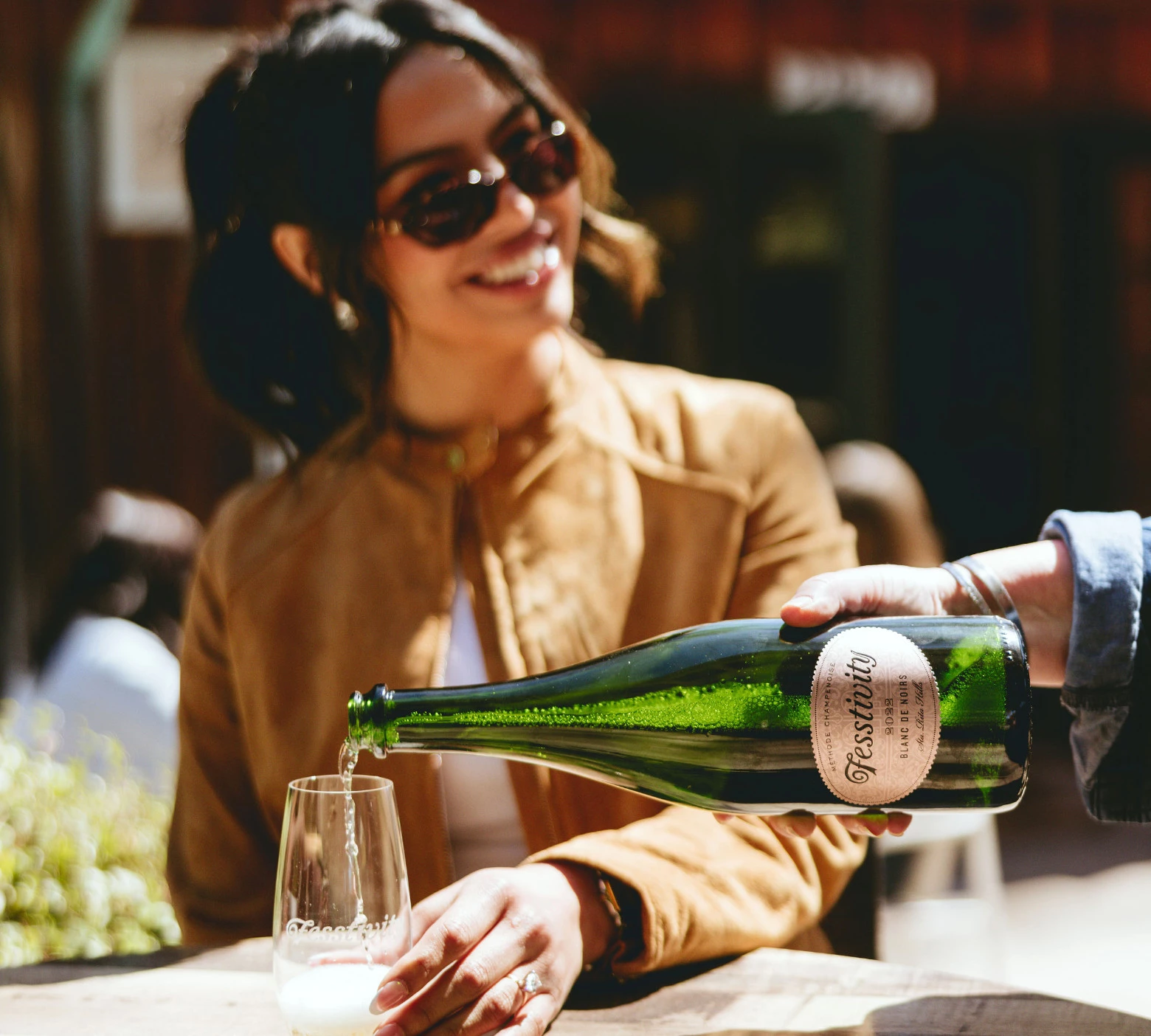 Guest doing a sparkling tasting at The Bubble Shack in Los Olivos, CA