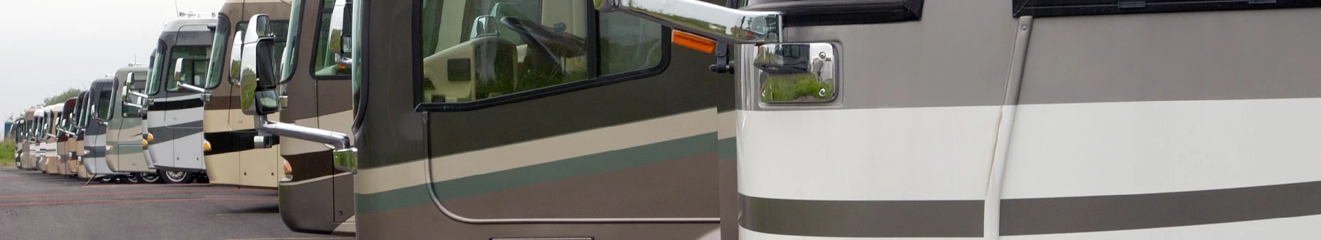 the front views of multiple rvs