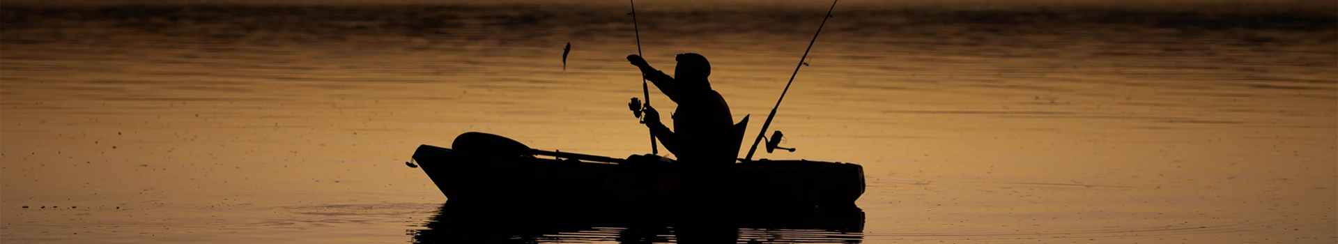 a silhouette of a man fishing in a boat