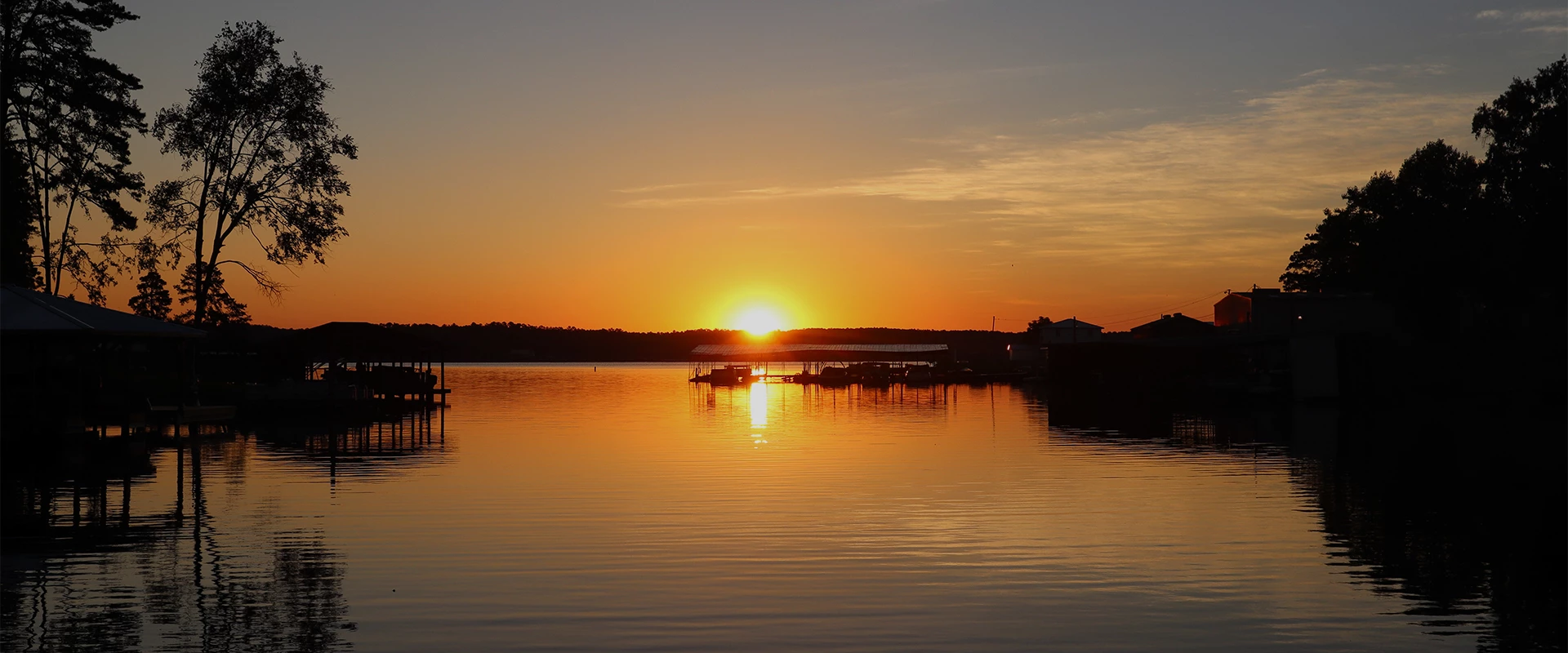 a sunset over a lake
