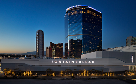 a building with lights on