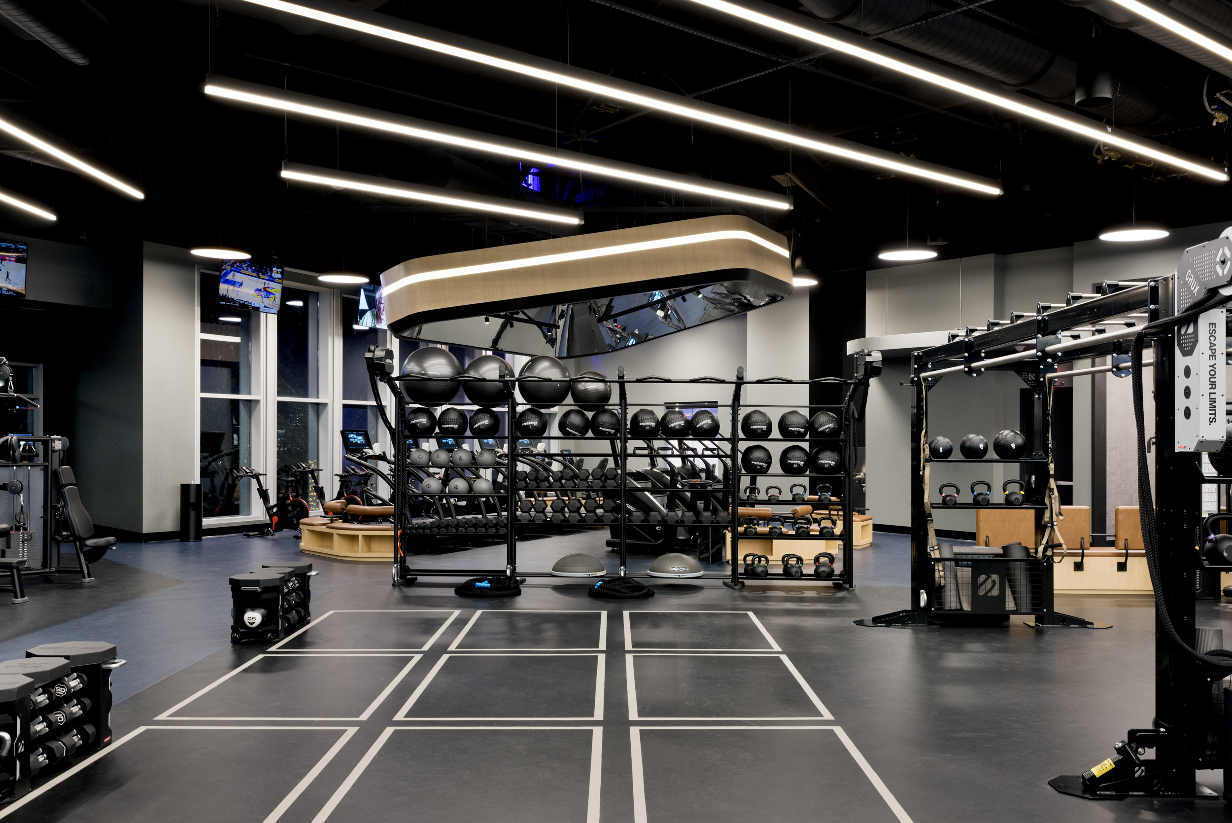 a gym with exercise equipment
