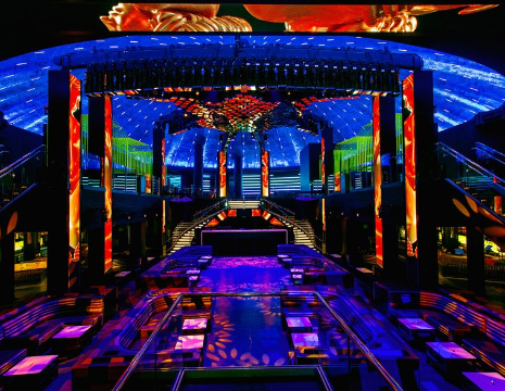 liv nightclub at night with colorful lights