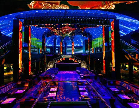 liv nightclub at night with colorful lights