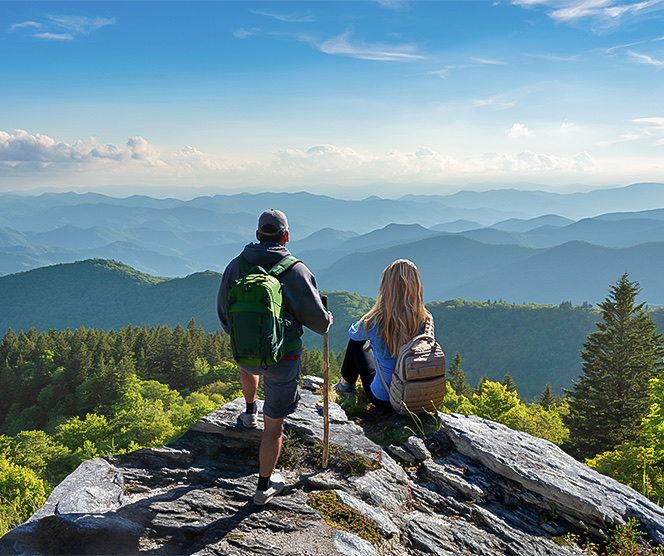 a man and woman hiking