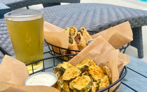 a basket of food on a table