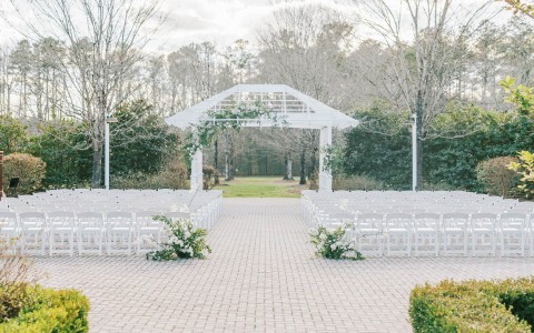 a white wedding set up