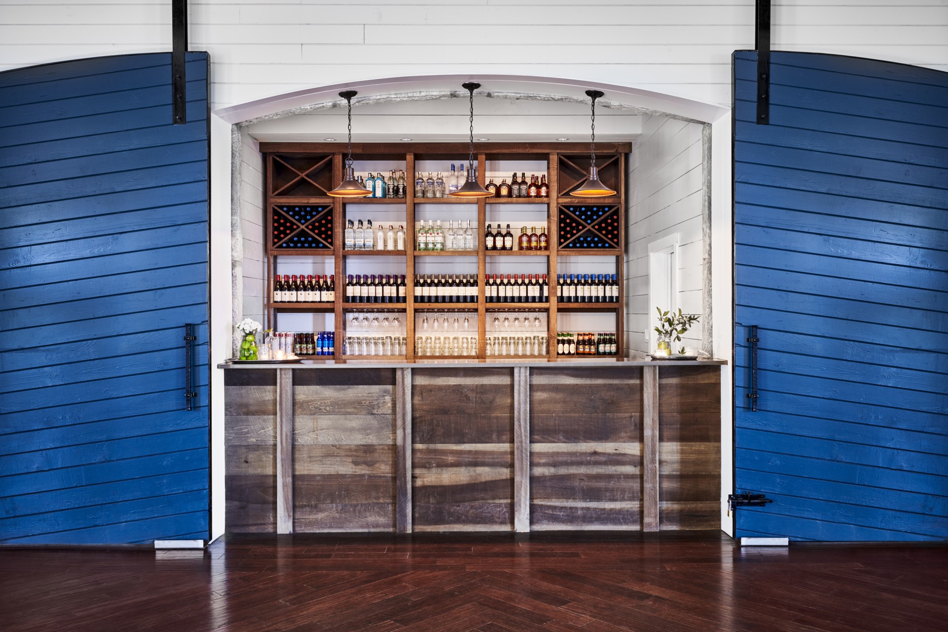 a bar with bottles of alcohol