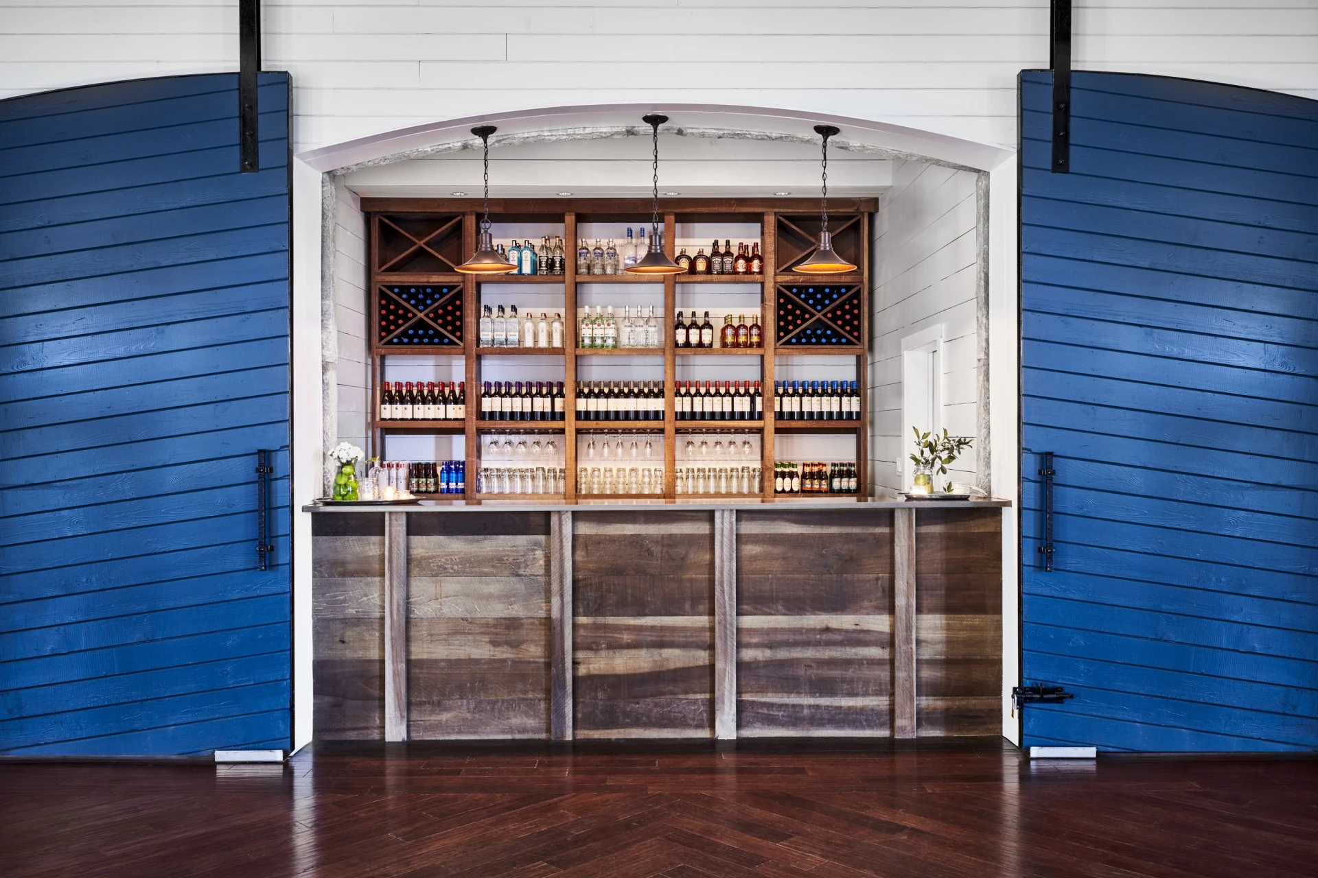 a bar with bottles of alcohol