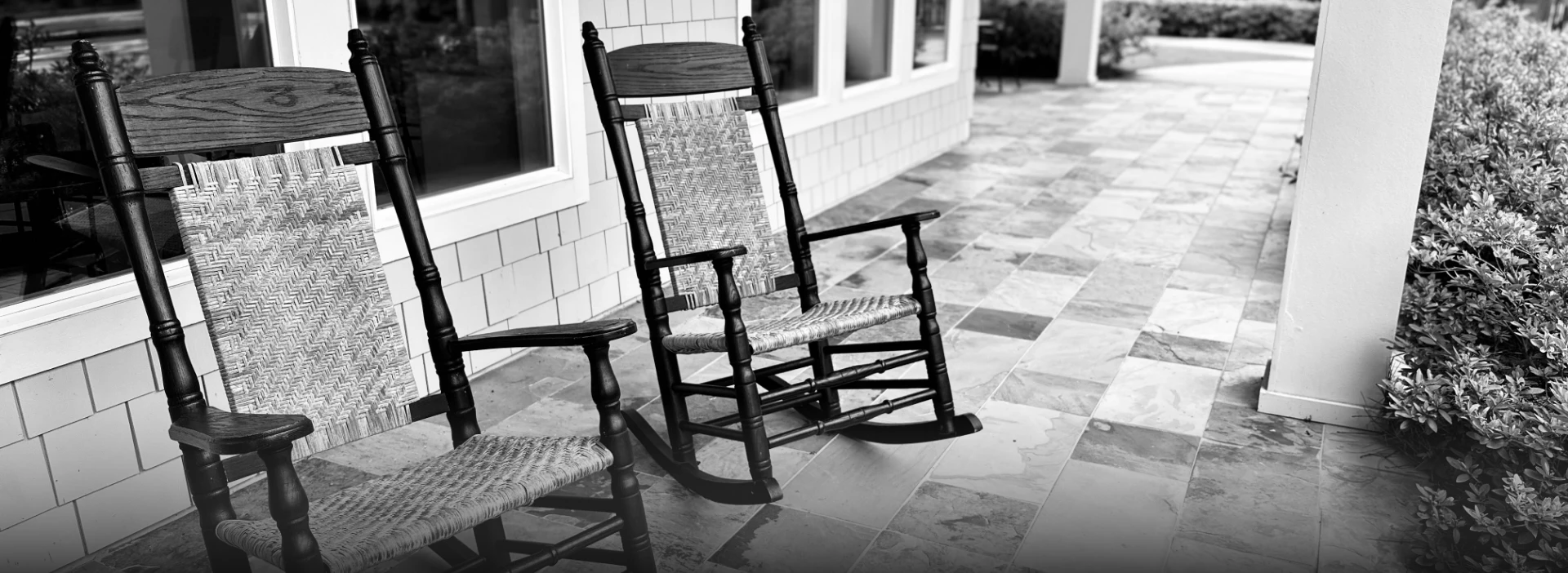 a rocking chair on a patio