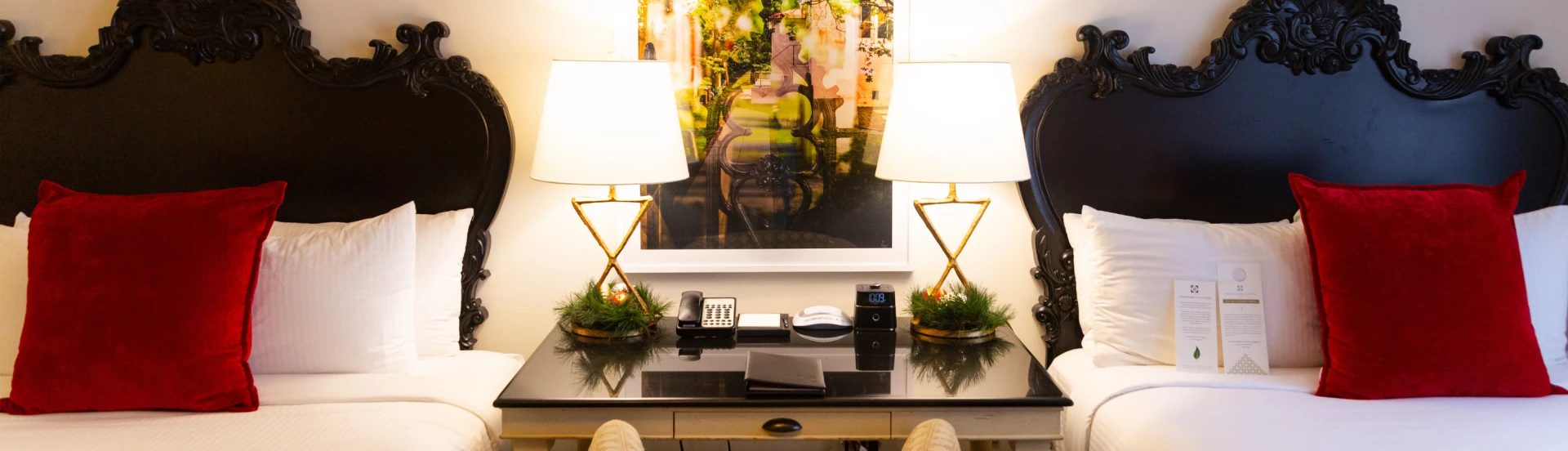 a desk with a phone and a telephone on it