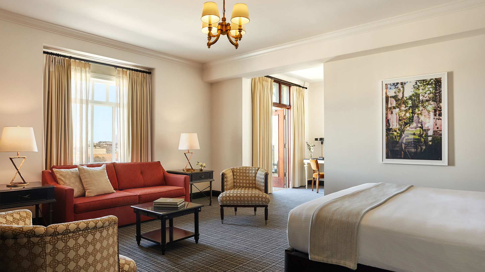 a room with a bed and a couch