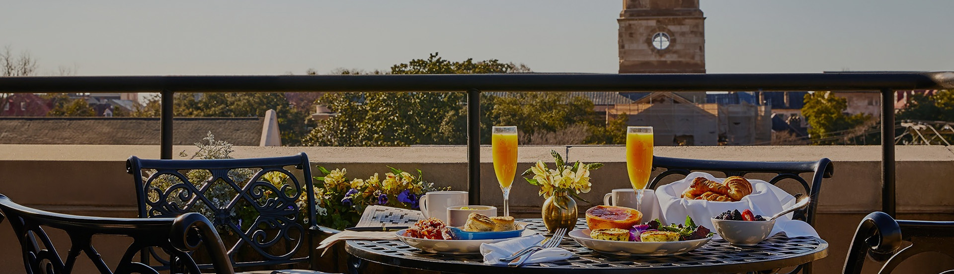a table with food and drinks on it