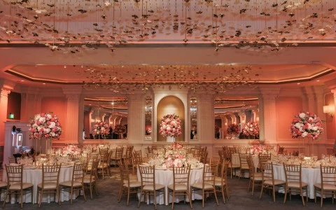 a room with tables and chairs