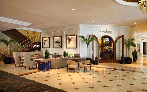 a lobby of a hotel