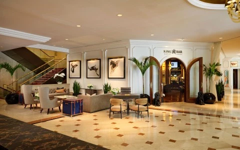a lobby of a hotel