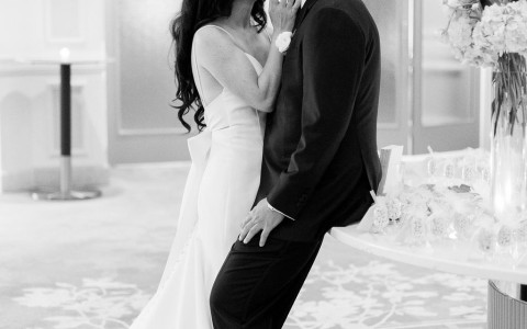 a man and woman kissing