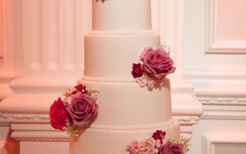 a cake with flowers on top