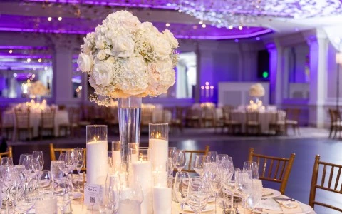 a table set for a wedding reception