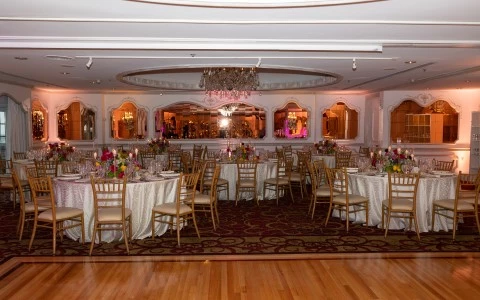 a room with tables and chairs