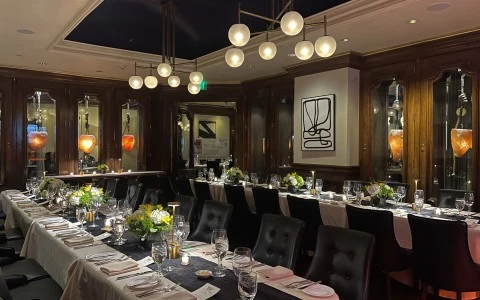 a room with tables and chairs