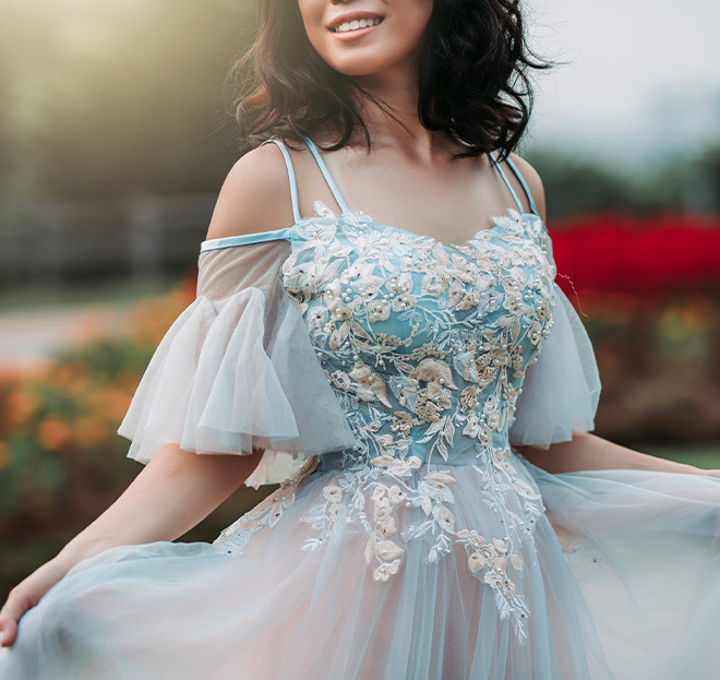a woman in a dress