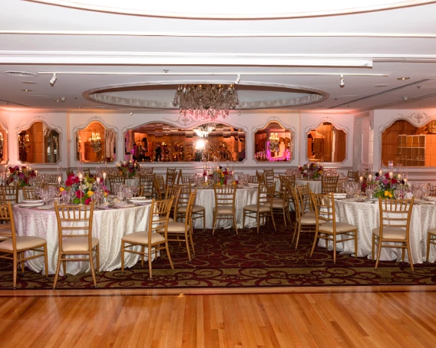 a room with tables and chairs