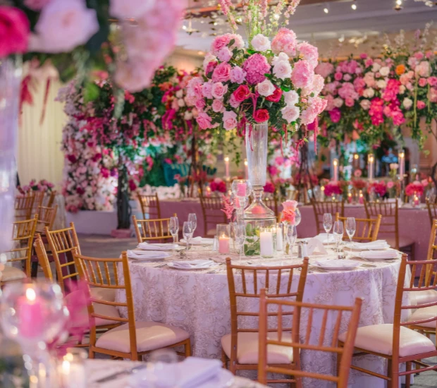 a table set for a wedding reception