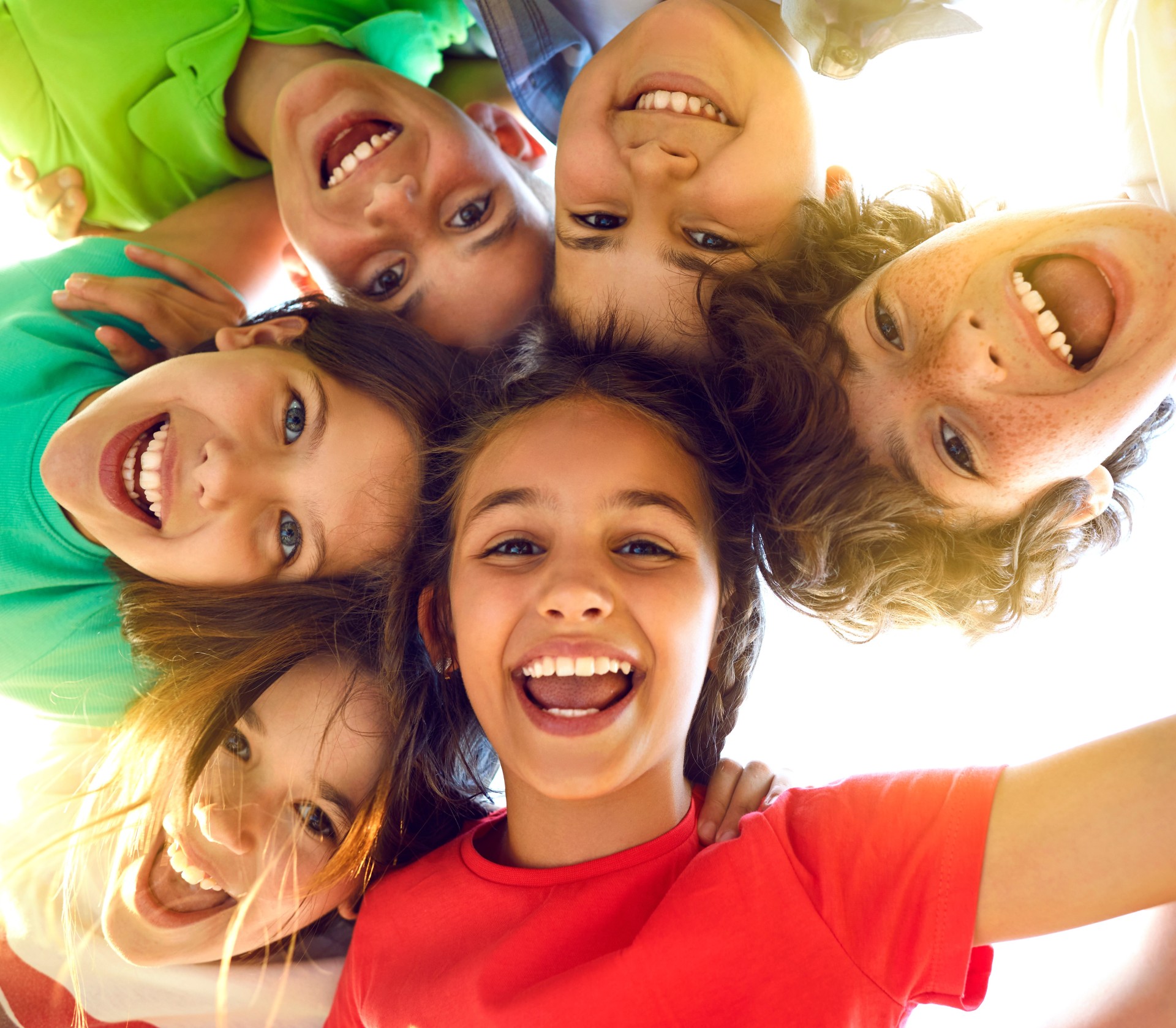 a group of children smiling