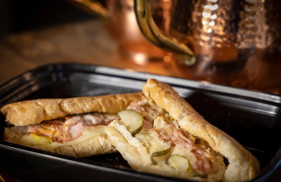 a sandwich on a tray