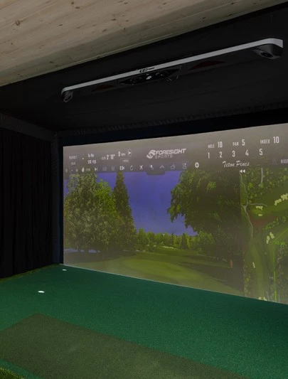 a screen on a green carpet