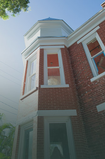 exterior view of brick building