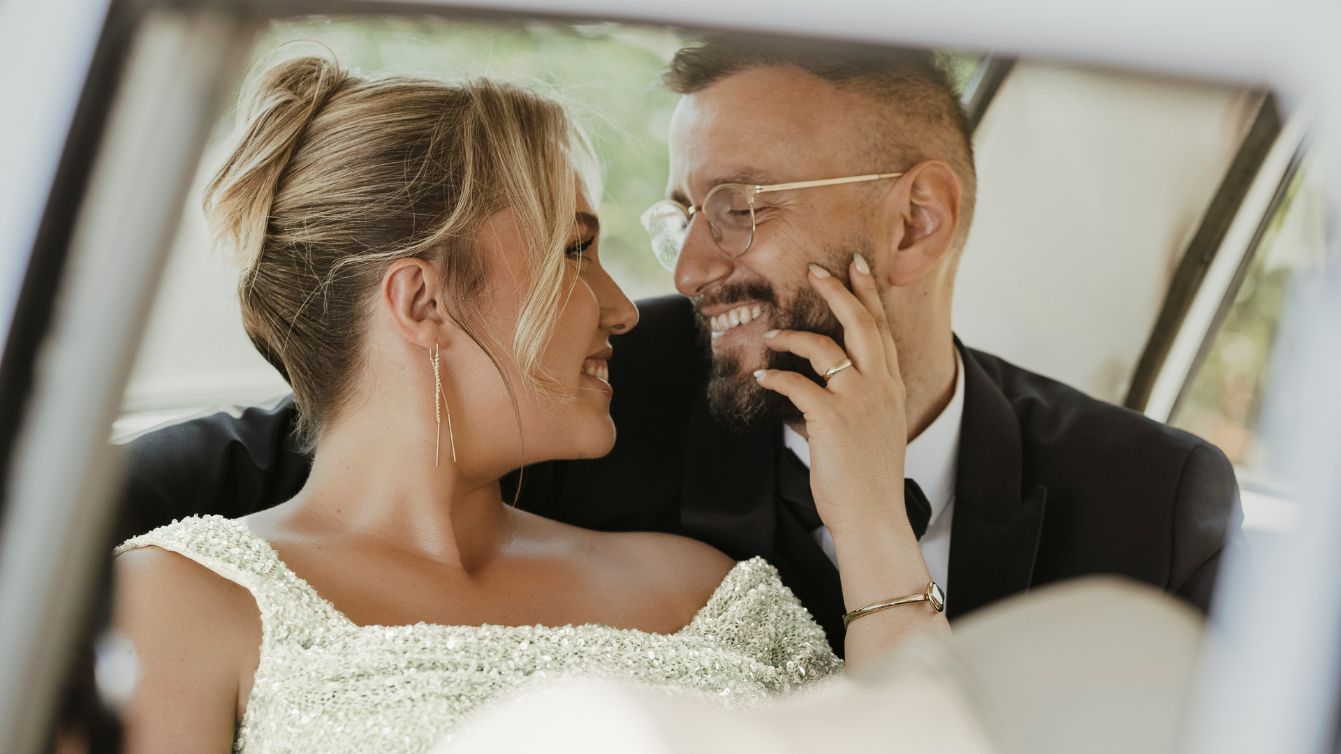 a man and woman in a car