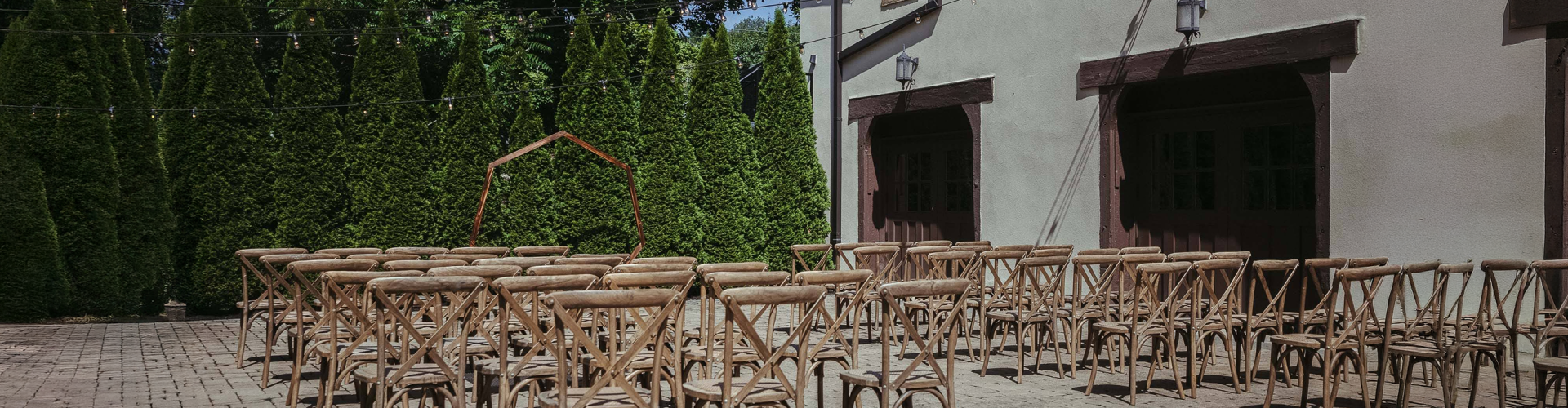 a group of chairs outside a building