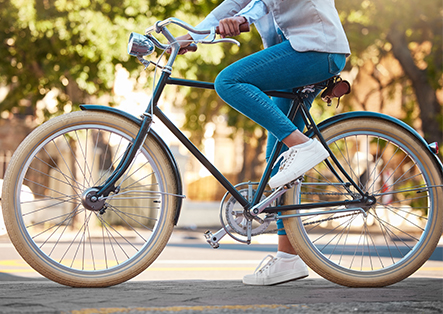 a person riding a bicycle