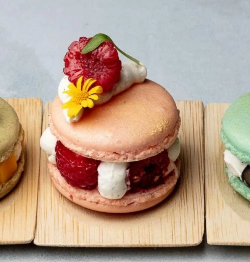 a row of colorful macaroons