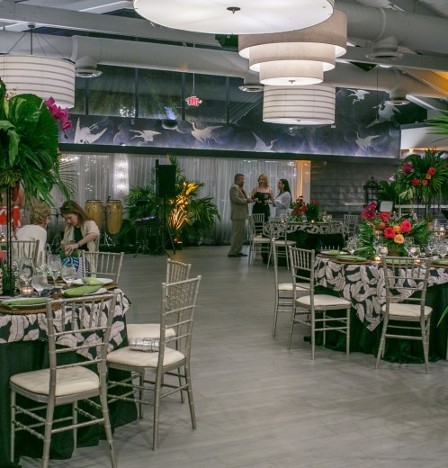 a room with tables and chairs