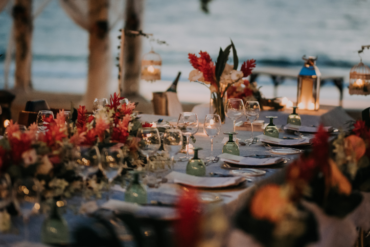 dining table set on the beach