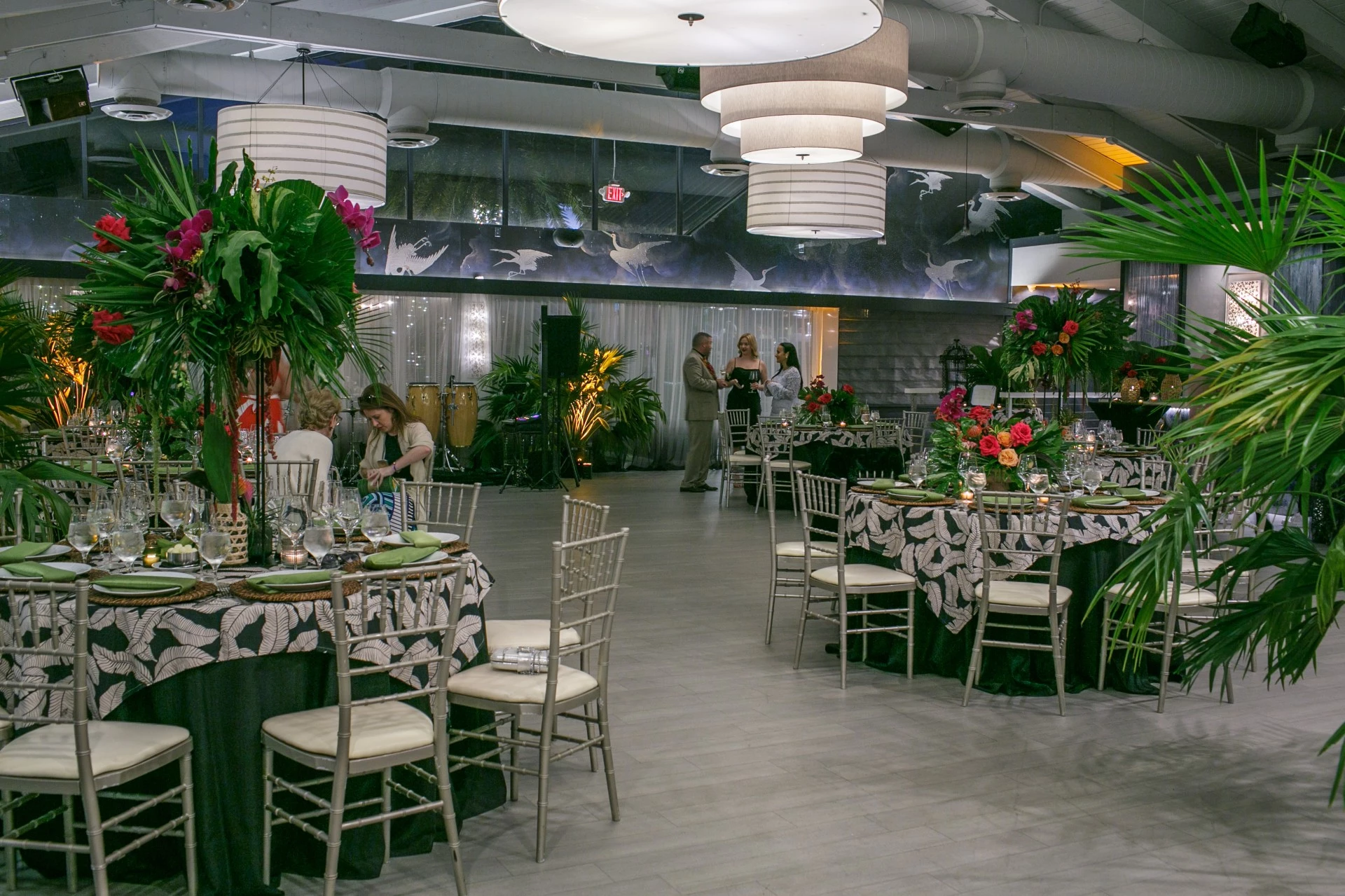 a room with tables and chairs