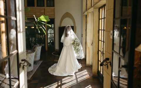 a woman in a white dress