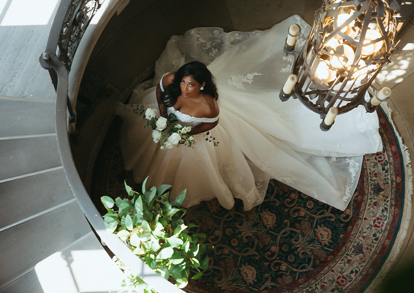 a woman in a wedding dress