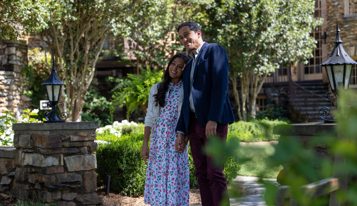 a man and woman standing together