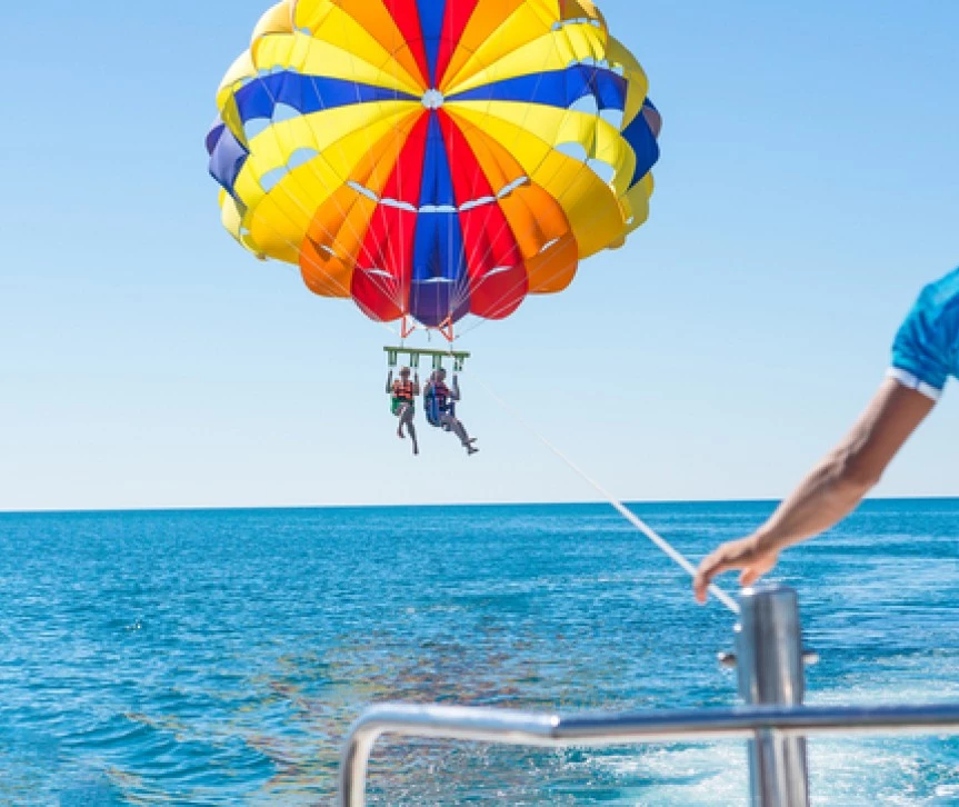 couple parasailing
