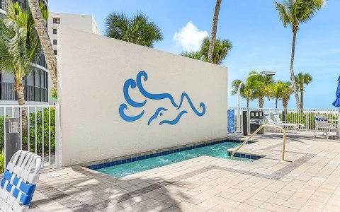 a wall with a blue design on it